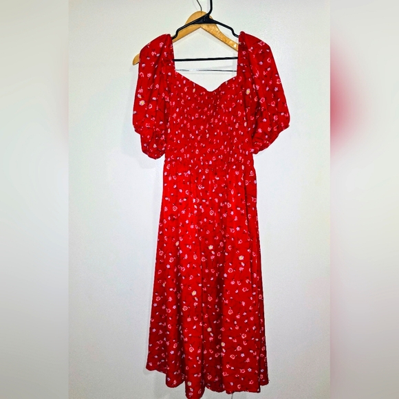 Dresses & Skirts - Red Floral Plus Size Women's Dress Woth Tie Top - 3X/18